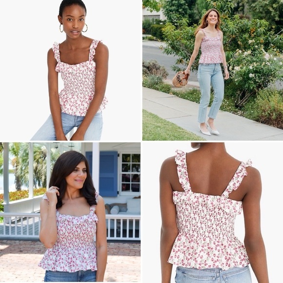 J. CREW x LIBERTY FABRIC *Blogger Favorite* Floral Smocked Ruffle Top L6741 - Picture 2 of 11